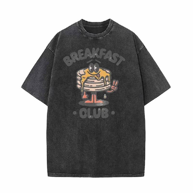 Muffin Breakfast Club Vintage Washed T-shirt-- Knit Fabric Woven Fabric Fleece Fabric Muffin Breakfast Club Vintage Washed T-shirt-- Knit Fabric Woven Fabric Fleece Fabric