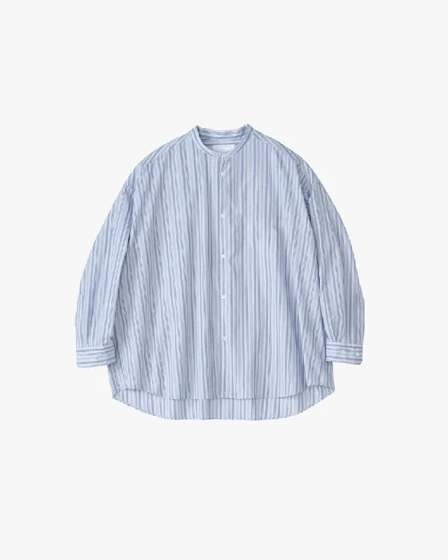 Broad L/S Oversized Band Collar Shirt-- Fashionable Trendy Casual