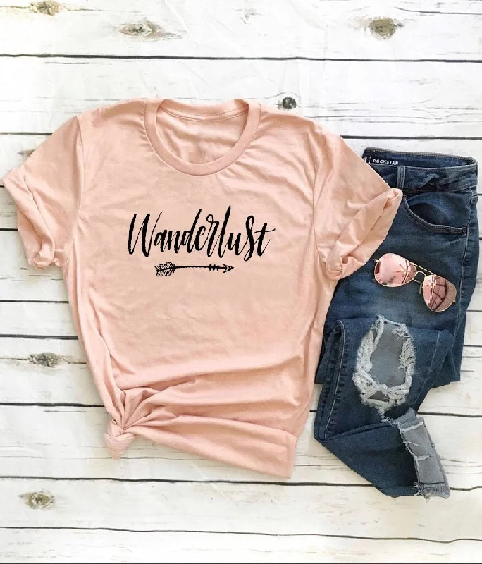 Wanderlust Printed New Arrival Women's Summer Funny Casual 100%Cotton T-Shirt day Travel Shirt Vacation Clothing Adventure shirt-- Chenille Blend Fleece Blend Nylon Blend Wanderlust Printed New Arrival Women's Summer Funny Casual 100%Cotton T-Shirt day Travel Shirt Vacation Clothing Adventure shirt-- Chenille Blend Fleece Blend Nylon Blend