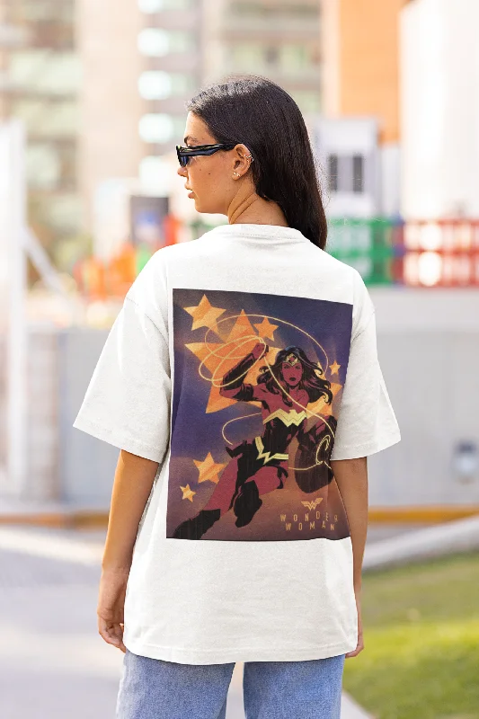 Official Wonder Woman Running Oversize T-shirt-- Oversized T-Shirt Spandex breathable