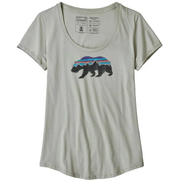 Women's Fitz Roy Bear Organic Scoop T-Shirt-- Collared Crew Neck Turtle Neck
