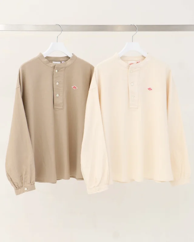 HENLEY NECK P.O SHIRT-- Fleece Fabric Down Fabric Feather Fabric