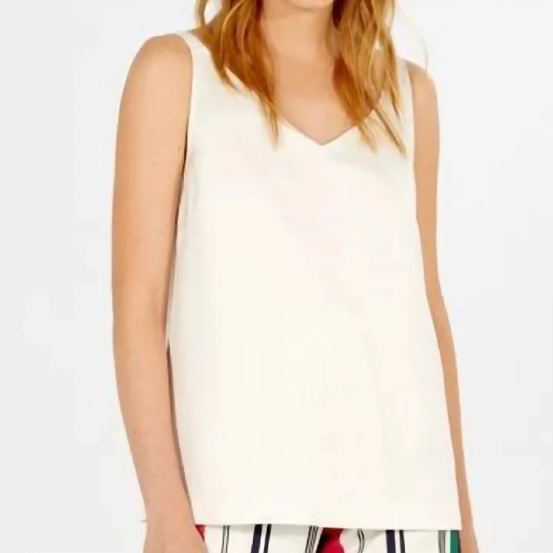 Miranda Shirt In Ecru-- Ribbed T-Shirt High Neck Heavyweight
