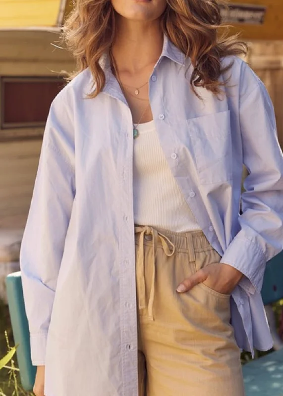 Contrast Stitch Button Down Shirt-- Front Pockets Side Pockets Patch Pockets