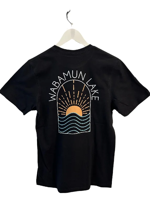 Lake Sunset T-Shirt-- Collared T-Shirt Boat Neck A-Line