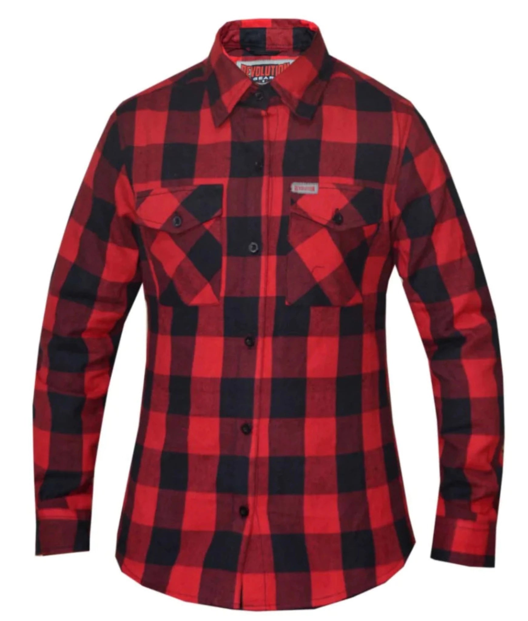 TW255.01- Women's Black & Red Flannel Shirt-- Graphic Embroidered Appliqued