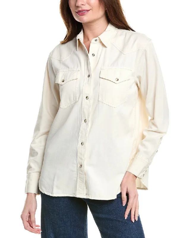 Madewell Perfect Western Shirt-- Terry Blend Velvet Blend Canvas Blend