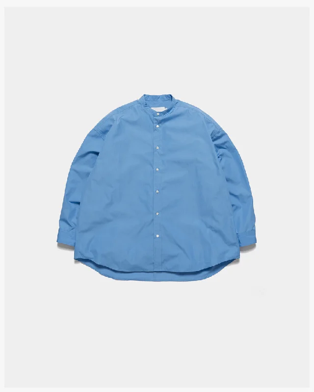 High Count Broad L/S Oversized Band Collar Shirt-- Modern Contemporary Chic