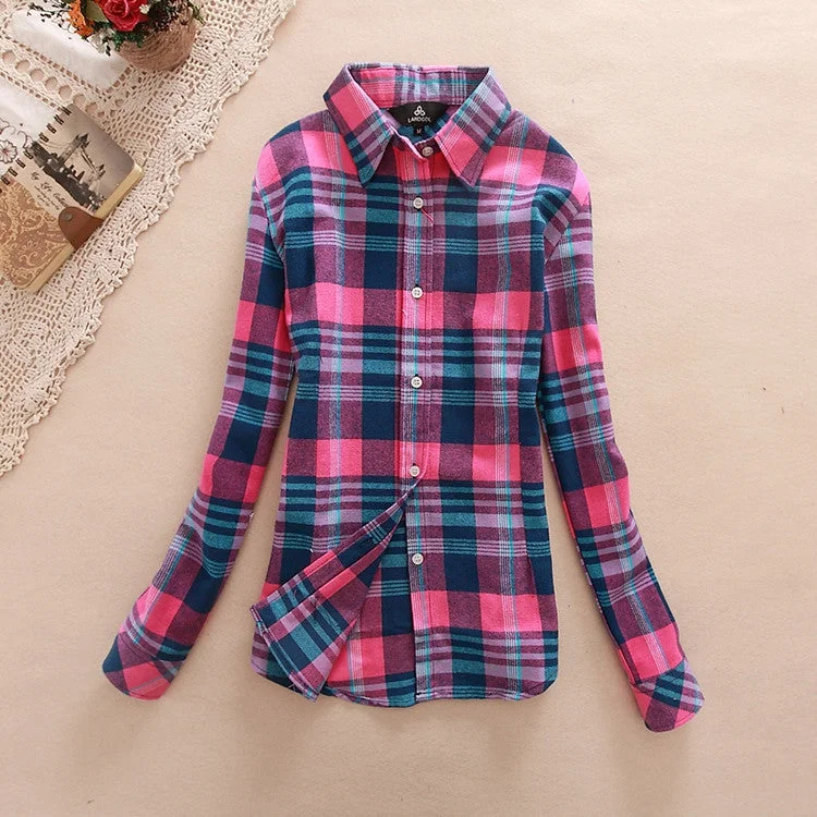 18 Colors Plaid Shirt Women Clothing Long Sleeve Ladies Blouses Cotton Warm Flannel Casual Shirt Women Plus Size Top-- Houndstooth Herringbone Solid 18 Colors Plaid Shirt Women Clothing Long Sleeve Ladies Blouses Cotton Warm Flannel Casual Shirt Women Plus Size Top-- Houndstooth Herringbone Solid