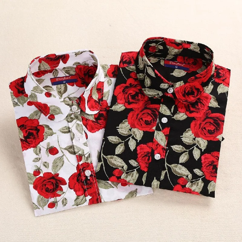 Floral Women Blouses And Shirts Women Cotton Office Female Blouse Long Sleeve Women's Shirt Turn-down Collar Clothes-- Lace Blend Ribbed Blend Corduroy Blend Floral Women Blouses And Shirts Women Cotton Office Female Blouse Long Sleeve Women's Shirt Turn-down Collar Clothes-- Lace Blend Ribbed Blend Corduroy Blend
