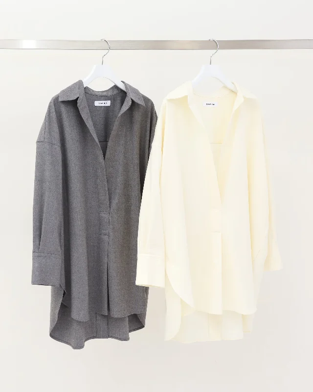 SUPER FINE FLANNEL SHIRT-- Notch Collar Peter Pan Collar Cowl Neck