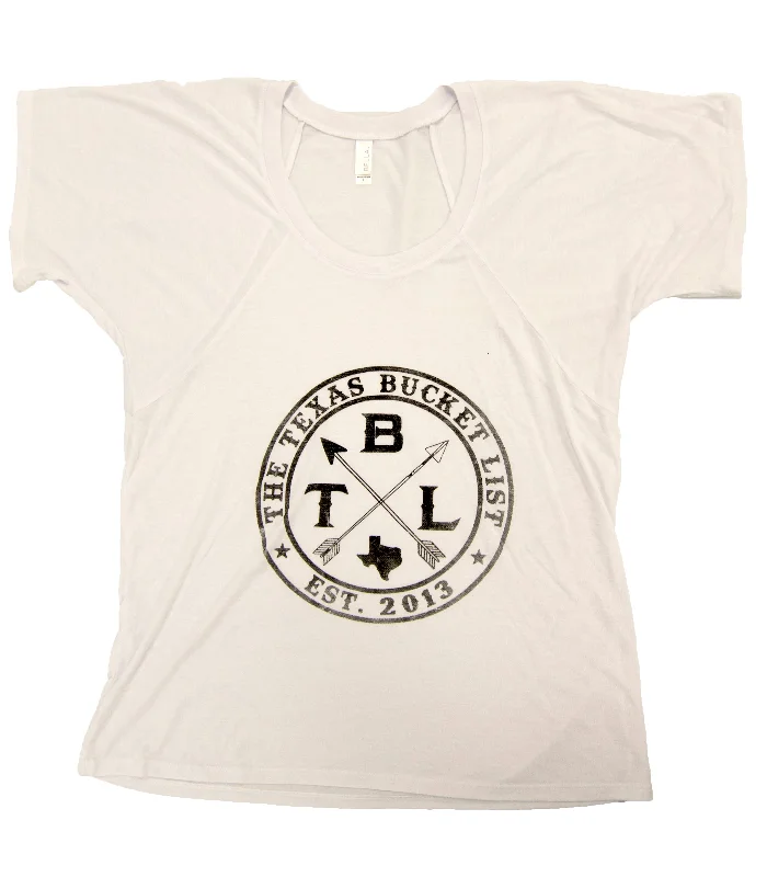 The Texas Bucket List Ladies Short Sleeved Shirt, White-- Elasticated Padded Insulated The Texas Bucket List Ladies Short Sleeved Shirt, White-- Elasticated Padded Insulated