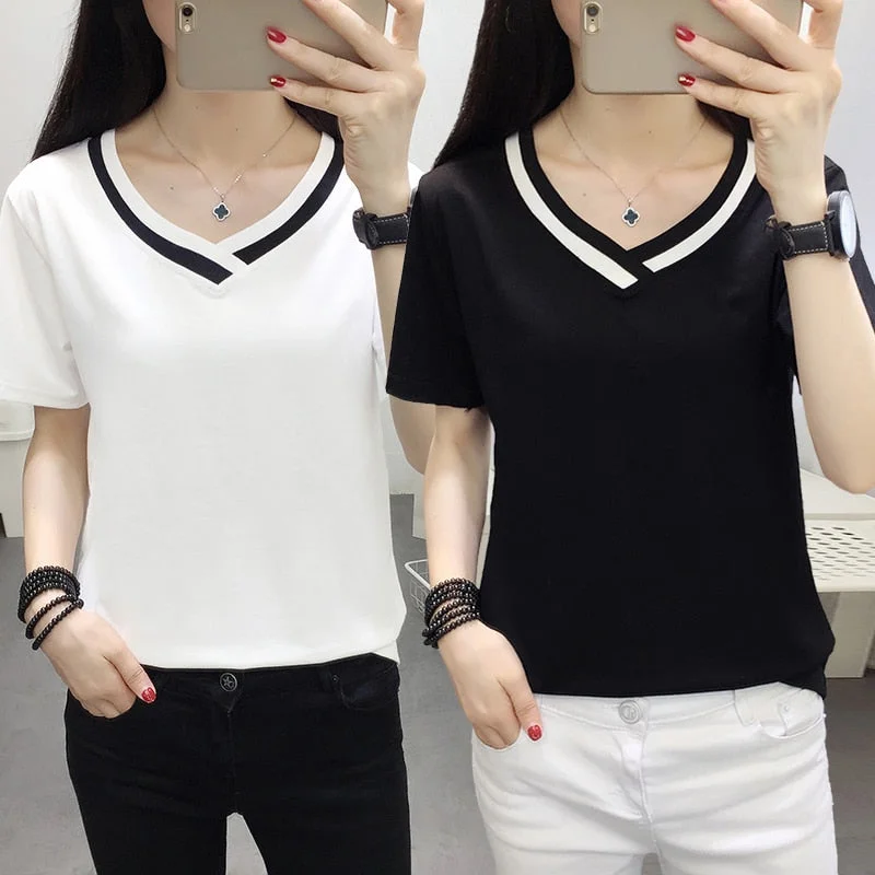 4XL 5XL Plus Size Korean Women's Clothing Fashion Big Size T-shirt Female V neck Short Sleeve Casual obesity Tee Shirt Top Femme-- Handmade Hand-knitted Hand-woven 4XL 5XL Plus Size Korean Women's Clothing Fashion Big Size T-shirt Female V neck Short Sleeve Casual obesity Tee Shirt Top Femme-- Handmade Hand-knitted Hand-woven