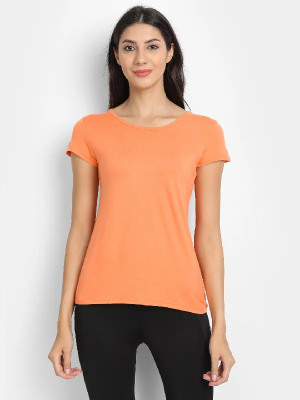 Bamboology Trends Bamboo Fabric Half Sleeves T-Shirt | Papaya-- Print Jacquard Patchwork Bamboology Trends Bamboo Fabric Half Sleeves T-Shirt | Papaya-- Print Jacquard Patchwork
