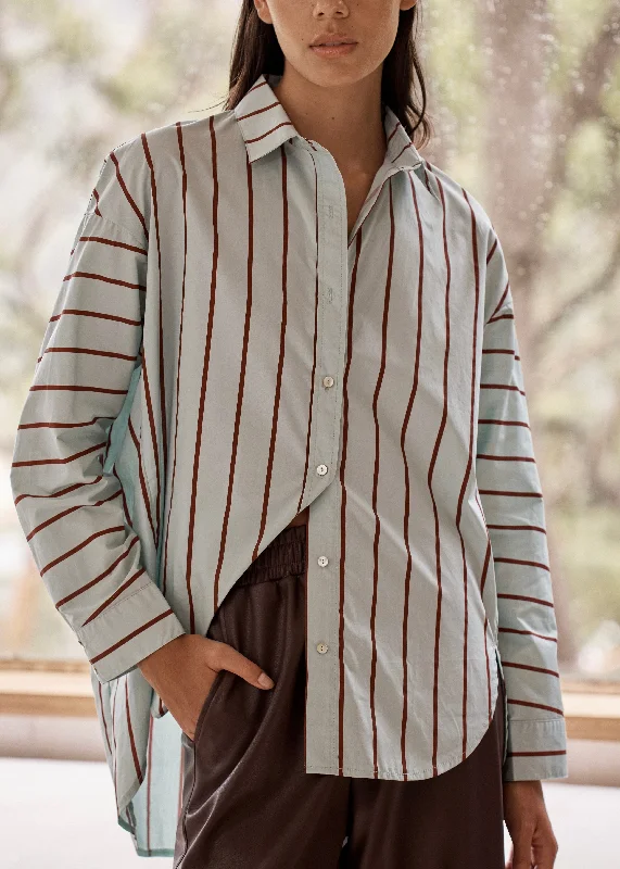 Lagoon Stripe Shirt-- Oversized T-Shirt Spandex breathable