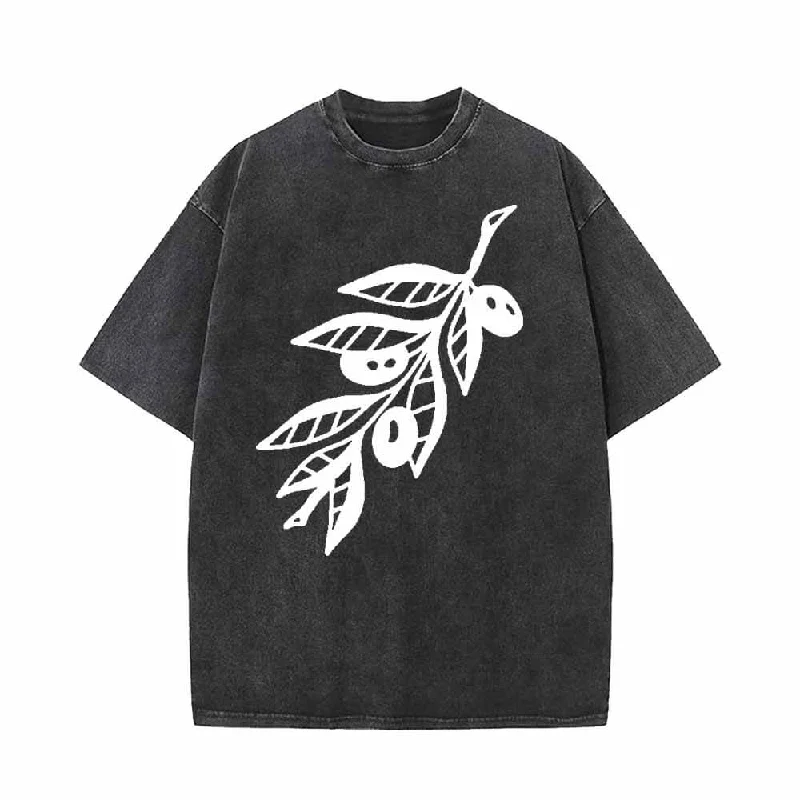 Funny Tattoos Print Vintage Washed T-shirt-- Lace Blend Ribbed Blend Corduroy Blend