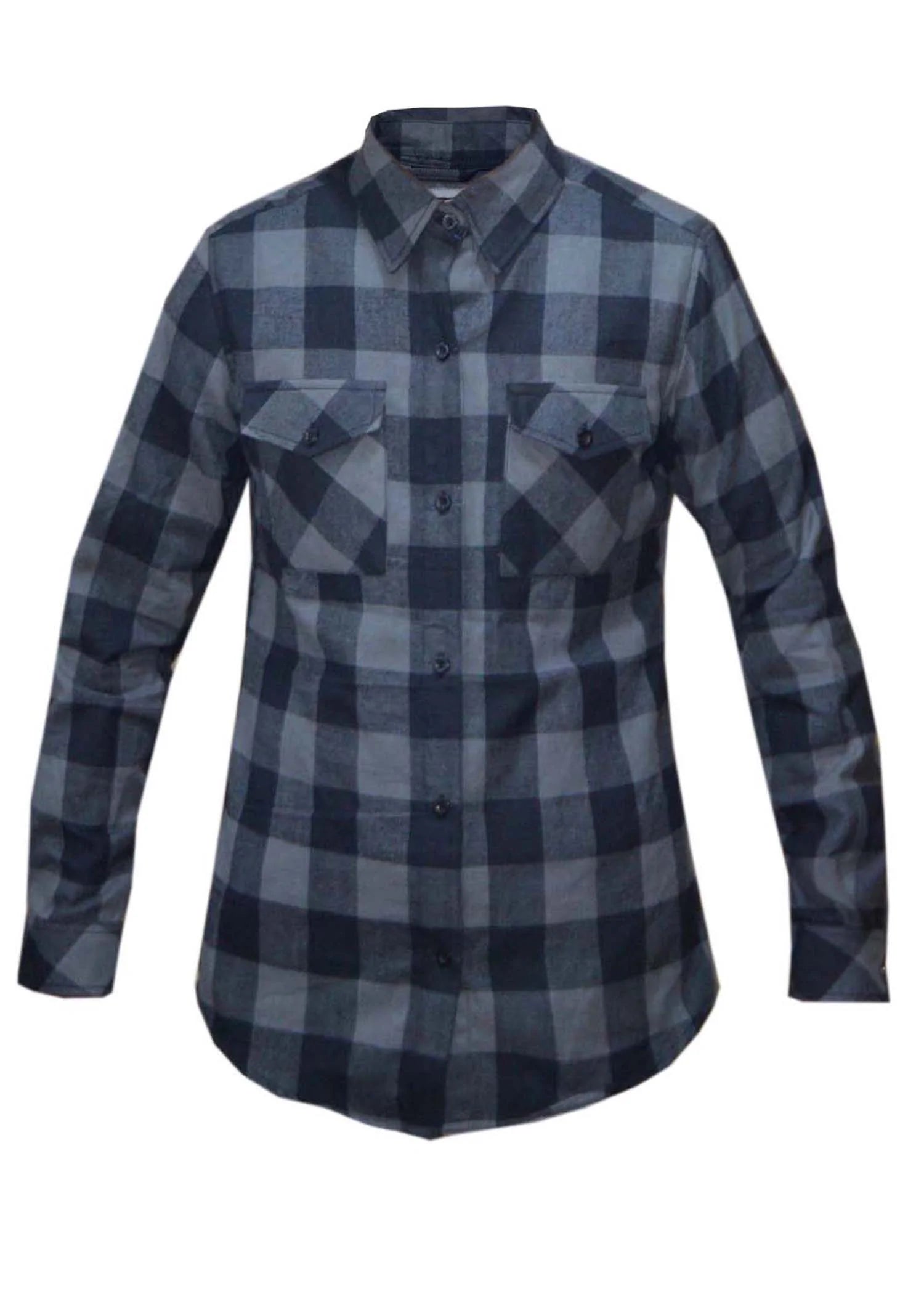 TW255.20- Women's Black And Grey Flannel Shirt-- Fashionable Trendy Casual