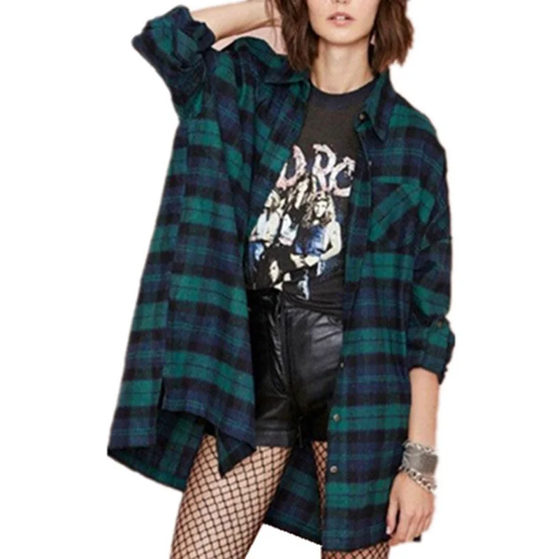 Shirts Fashion Women Casual Loose Blouse Classic Plaid Long Sleeve Tops Turn-down Collar-- Chenille Blend Fleece Blend Nylon Blend Shirts Fashion Women Casual Loose Blouse Classic Plaid Long Sleeve Tops Turn-down Collar-- Chenille Blend Fleece Blend Nylon Blend