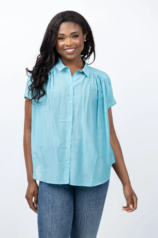 XiRENA Paxton Shirt in Balboa Blue-- Chenille Fabric Brocade Fabric Lace Fabric