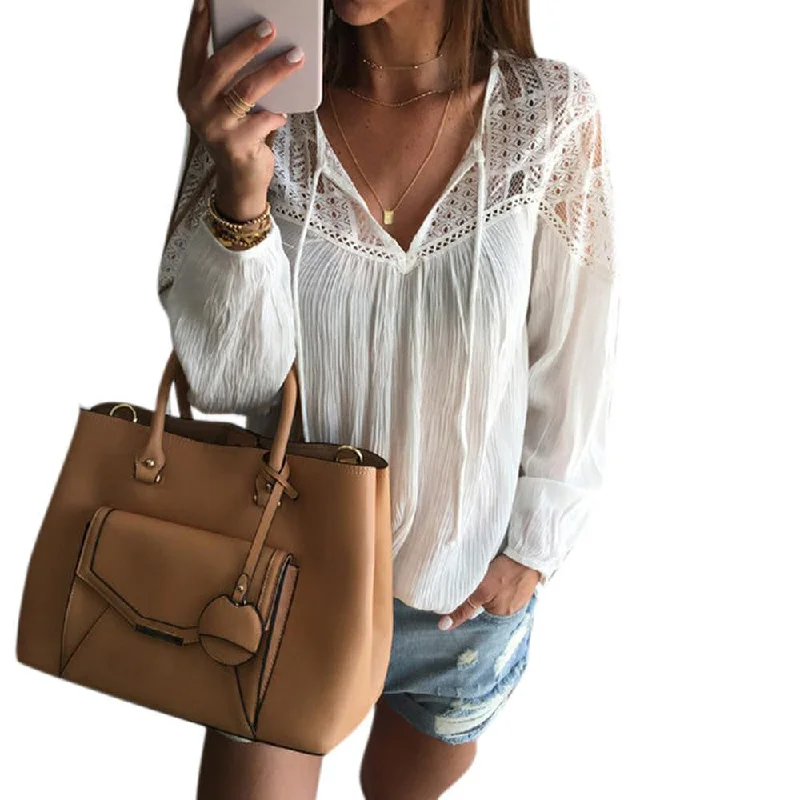 Women Chiffon Blouse Fashion Boho Lady Loose Lace Tops shirt Casual Shirt Women clothes-- Striped Floral Plaid Women Chiffon Blouse Fashion Boho Lady Loose Lace Tops shirt Casual Shirt Women clothes-- Striped Floral Plaid