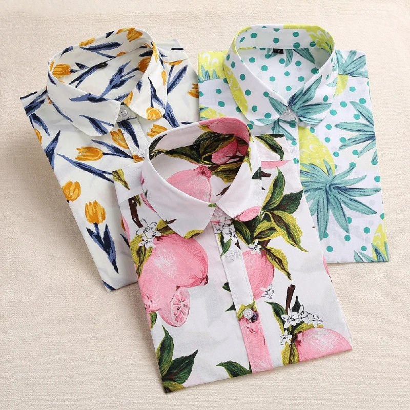 Lemon Floral Print Blouse Women Shirt Long Sleeve Cotton Blouse Turn Down Collar Women Tops And Blouses Fashion-- Satin Blend Silk Blend Wool Blend Lemon Floral Print Blouse Women Shirt Long Sleeve Cotton Blouse Turn Down Collar Women Tops And Blouses Fashion-- Satin Blend Silk Blend Wool Blend