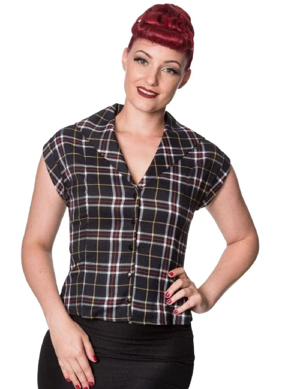 PLAID POPPY SHIRT-- Welt Pockets Slit Pockets