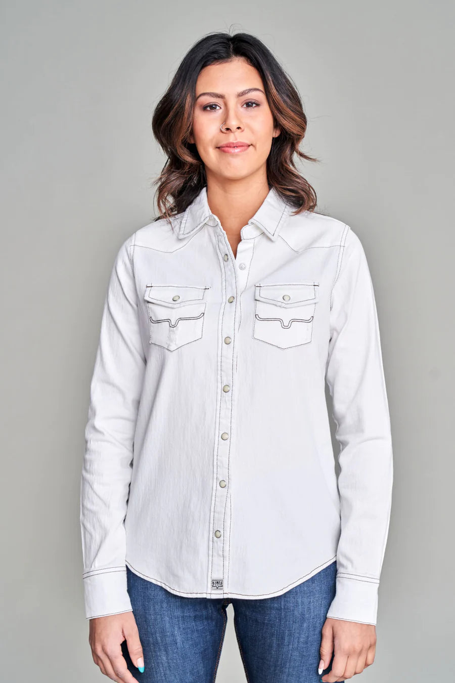 Kimes Ranch Kaycee Denim Winter White Long Sleeve Shirt-- Thin T-Shirt Open Front Quick Dry Kimes Ranch Kaycee Denim Winter White Long Sleeve Shirt-- Thin T-Shirt Open Front Quick Dry