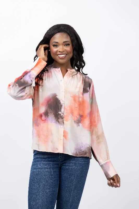 Maria Cher Jufre Celia Shirt in Wild Rose-- Denim Fabric Leather Fabric Suede Fabric