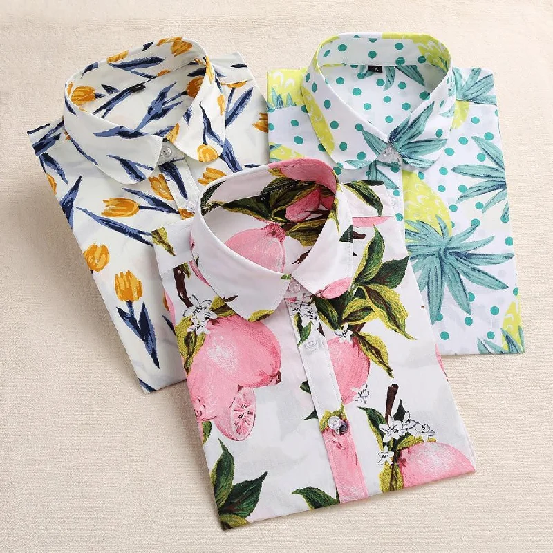 Women Blouses Fruit Print Shirts Long Sleeve Women Shirt Turn Down Collar Bohemia Casual Blouse-- Hooded Caped Shawl Collar Women Blouses Fruit Print Shirts Long Sleeve Women Shirt Turn Down Collar Bohemia Casual Blouse-- Hooded Caped Shawl Collar