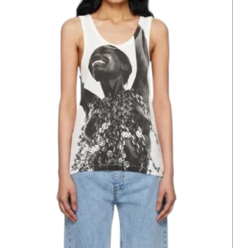 Jean Clemmer Les Nues T-Shirt In White-- Solid Color Striped Floral