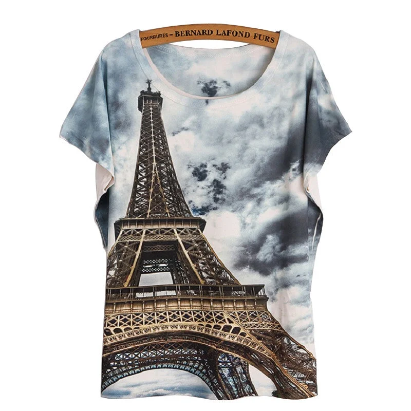 Fashion Women T Shirt Short Sleeve Eiffel Tower Print tshirts Women Tops T- Shirt Casual Patchwork Top Shirt Women-- Zippered Buttoned Snapped Fashion Women T Shirt Short Sleeve Eiffel Tower Print tshirts Women Tops T- Shirt Casual Patchwork Top Shirt Women-- Zippered Buttoned Snapped