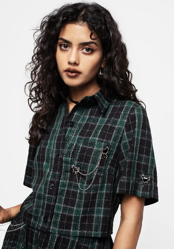 Cardio Check Cotton Button Up Shirt-- Real Fur Shearling Chenille