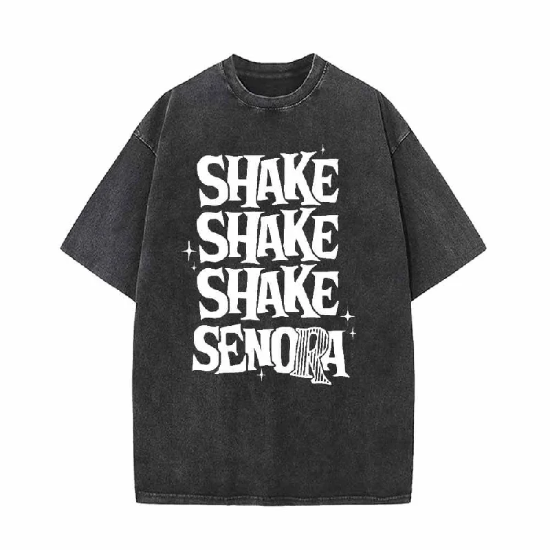 Shake And Senora Vintage Washed T-shirt-- Boxy Fit Fitted Loose