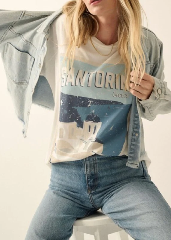 Santorini T-Shirt-- Ribbed T-Shirt High Neck Heavyweight