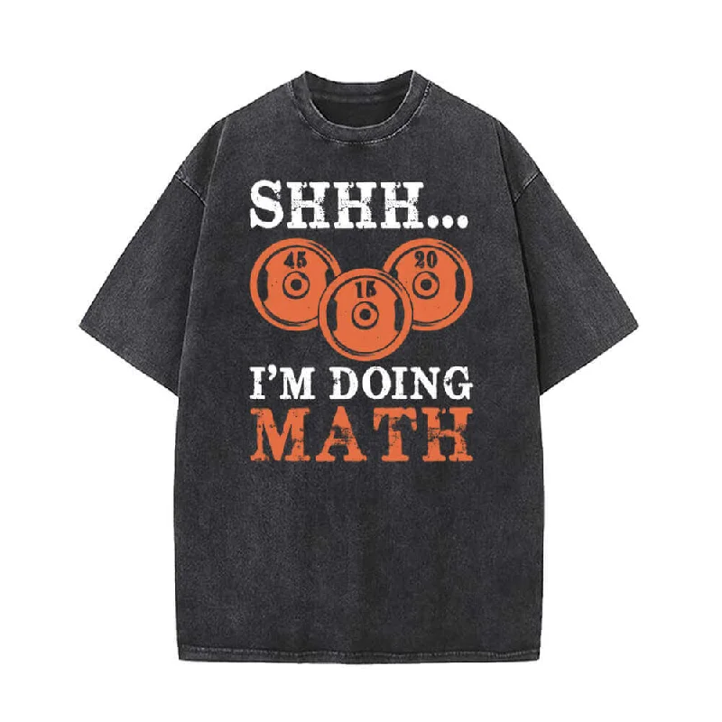 I’m Doing Math Vintage Washed T-shirt-- Beaded Sequined Faux Fur