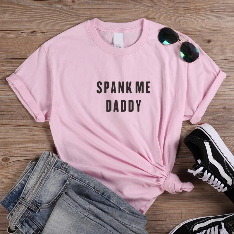 ONSEME Spank Me Daddy T Shirt Women Short Sleeve Female T-shirt Harajuku Girls Cotton Tshirt Kawaii Women's Clothing Q-265-- Zippered Buttoned Snapped ONSEME Spank Me Daddy T Shirt Women Short Sleeve Female T-shirt Harajuku Girls Cotton Tshirt Kawaii Women's Clothing Q-265-- Zippered Buttoned Snapped