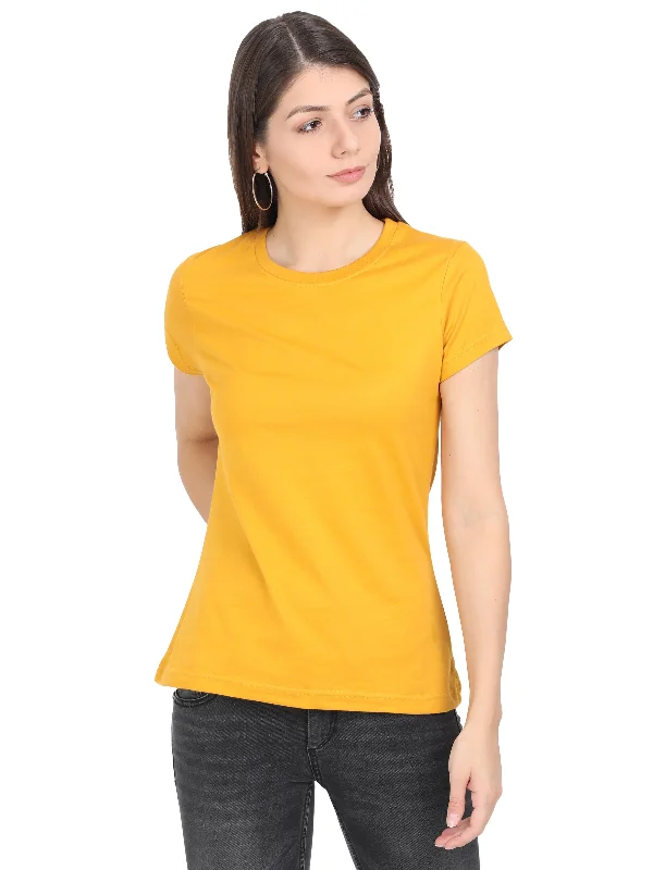 Woodwose Organic Clothing Women's  Regular Fit Organic Cotton T-shirt - Mais-- Iron Safe Non-Iron Wrinkle Free