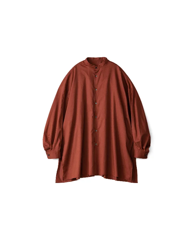 Silicon poplin Deep Slit Band Collar Shirt-- Lace Blend Ribbed Blend Corduroy Blend