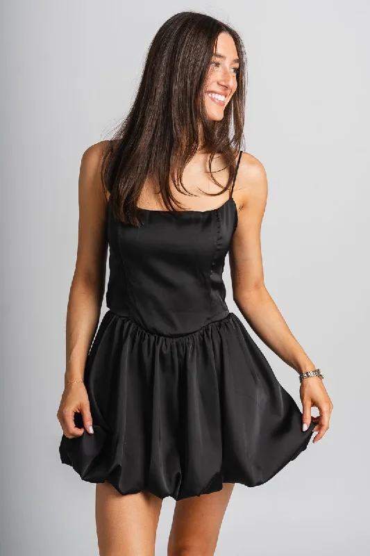 Bubble mini dress black Comfortable Casual Mini Dress