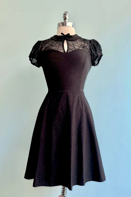 Viola Black Bengaline Mini Dress by Hell Bunny Comfortable One-Shoulder Mini Dress