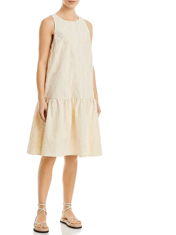 Womens Daytime Dropwaist Shift Dress Crew Neckline Sporty