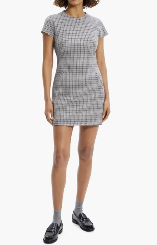 Dolman Short Sleeve Mini Dress Comfortable Zip-Up Mini Dress