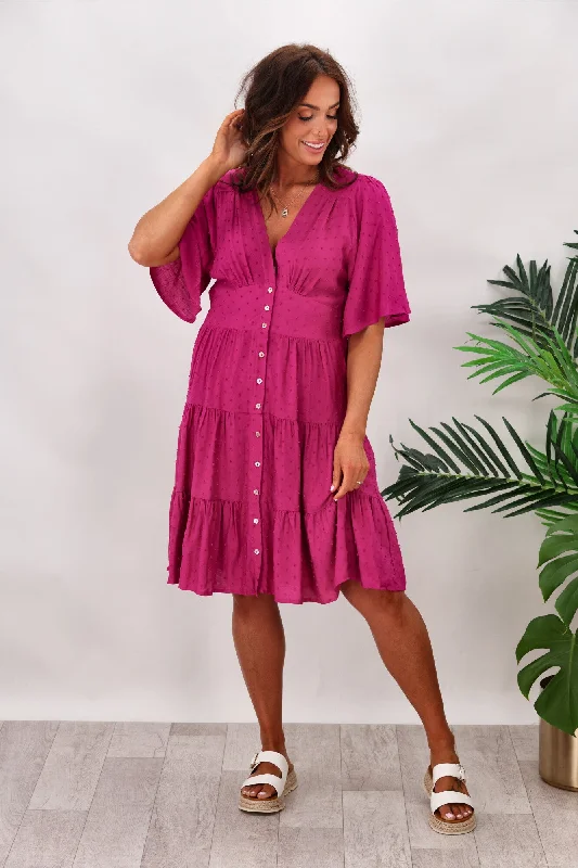 Lillie & Mia Layla Dots Mini Dress Pink Comfortable Ruffle Mini Dress