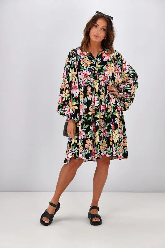 Dreamcatcher Vida Long Sleeve Mini Dress Floral Comfortable Polka Dot Mini Dress