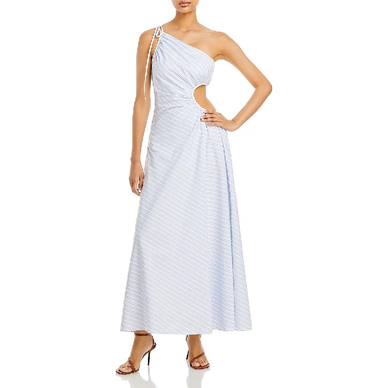 Womens Cotton Striped Maxi Dress Tunics Silk luxurious