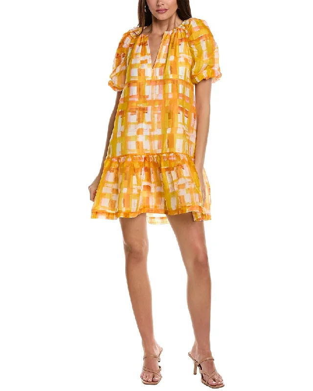 Marie Oliver Greta Linen & Silk-Blend Mini Dress Tunics Fall fleece
