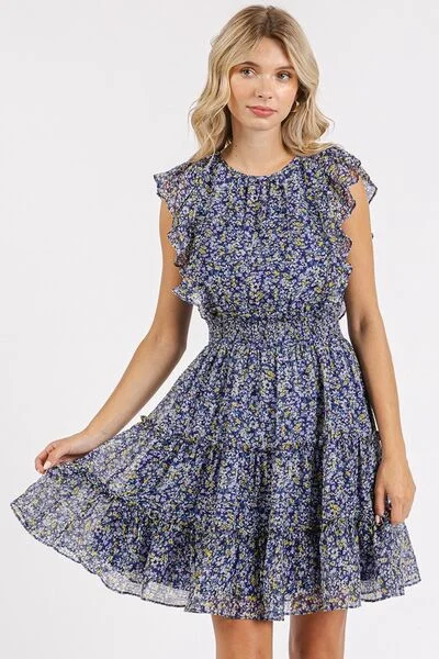 Mittoshop Ditsy Floral Print Ruffle Chiffon Mini Dress Elegant Off-Shoulder Dress Mini Mittoshop Ditsy Floral Print Ruffle Chiffon Mini Dress Elegant Off-Shoulder Dress Mini