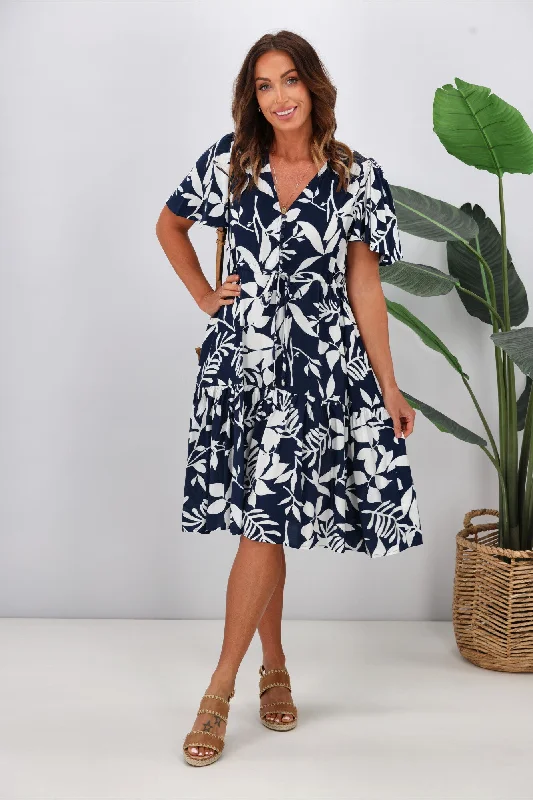 Fria Issy Petal Print Mini Dress Navy Cozy T-Shirt Mini Dress
