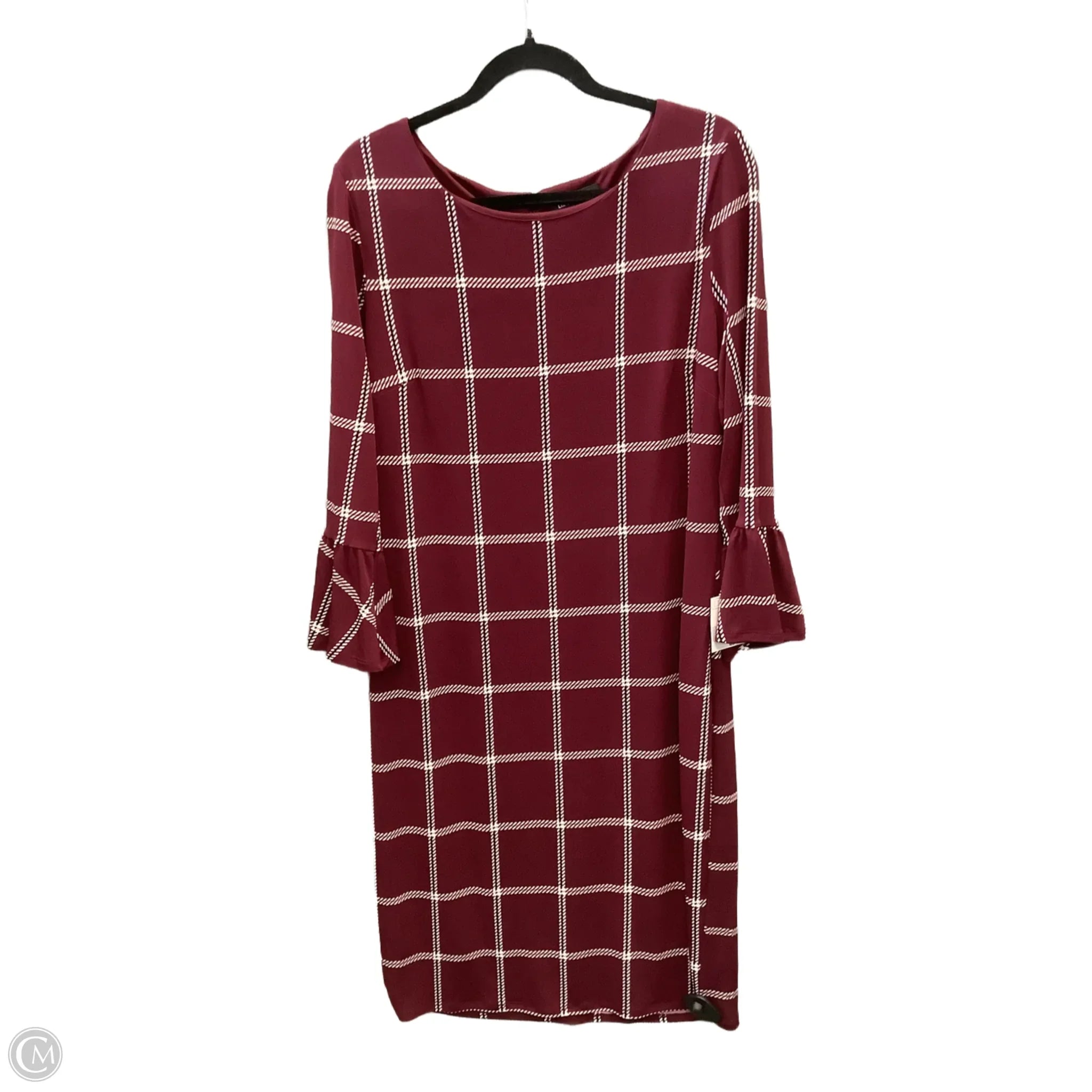 Dress Casual Midi By Liz Claiborne In Maroon, Size: L Crew Neckline Sporty
