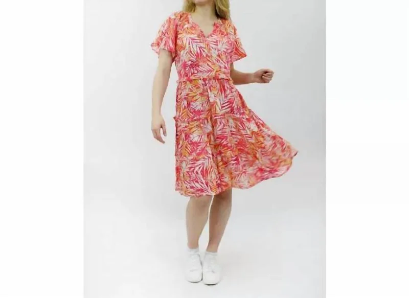 Camila Dress In Pink Sun Palms Tunics Chic elegant